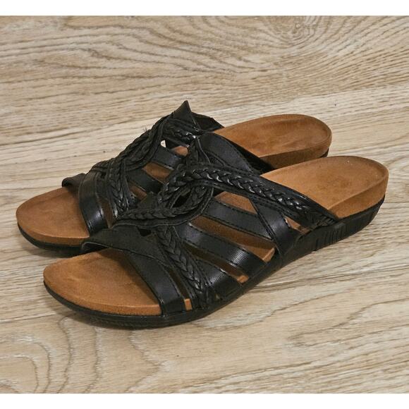 Baretraps Joneva Wedge Sandal Slides Womens Size 8M Black Cushioned Footbed - Picture 1 of 7